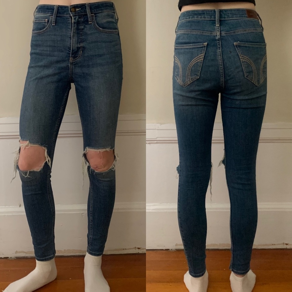 Ultra High-rise Super Skinny Hollister Ripped Jeans (denim, size 26)